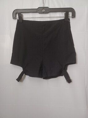 LYCHEE WOMEN'S SHORTS SILVER TONE HARDWARE SIDE ZIPPER BLACK SIZE SMALL